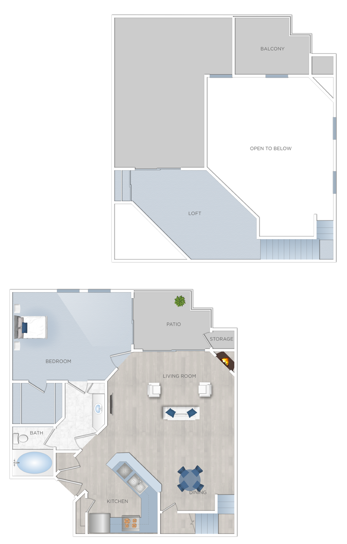 Floor plan for 1 bed, 1 bath, 911 sqft